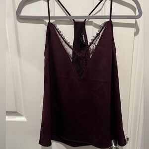 Express Burgundy Lace Trim Camisole
